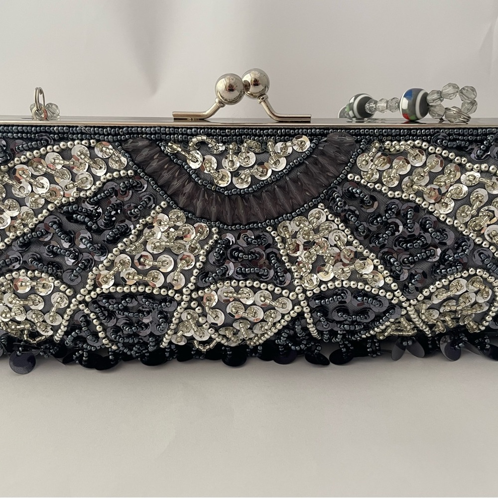 Embellished Blue Beaded Evening Clutch NWOT